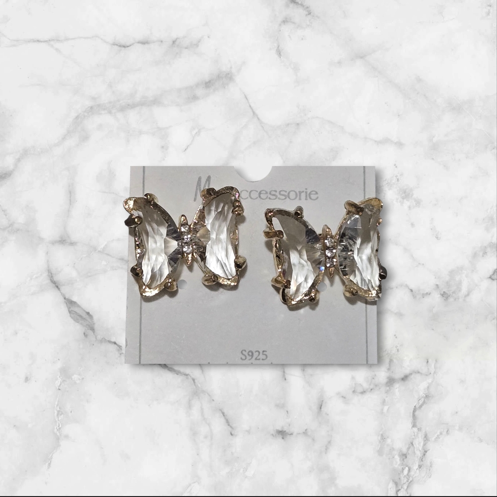 Gold and Silver Butterfly Earrings